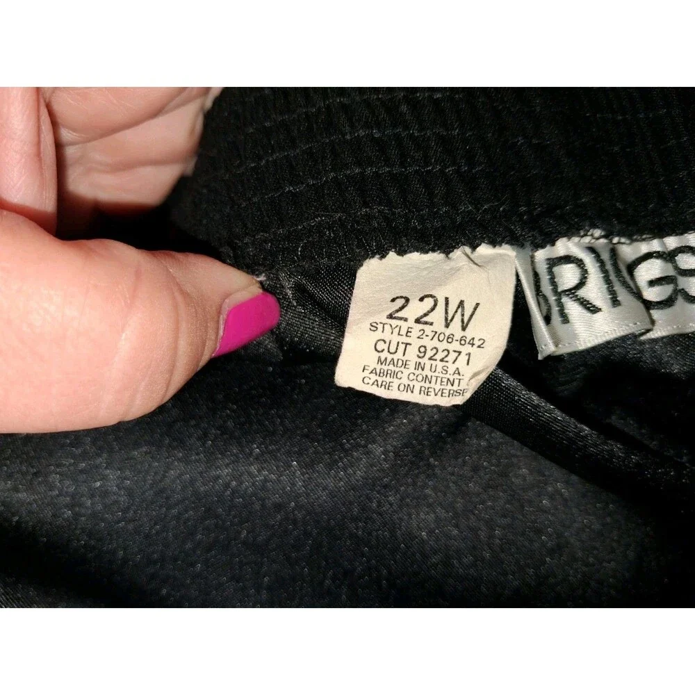Briggs Women's Black Pull On Dress Pants Elastic Waist Stretch Size 22W USA Made